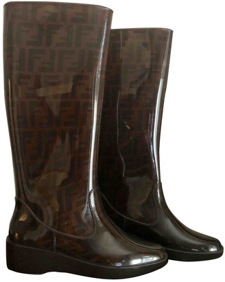 fendi leather combat boot with ff cuff