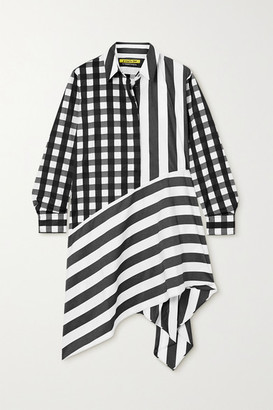 Marques Almeida + Net Sustain Rem'ade Asymmetric Printed Cotton-poplin Shirt Dress - Black