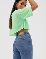 Thumbnail for your product : Noisy May Petite contrast stitch Mom jeans in mid wash blue