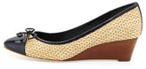 Thumbnail for your product : Tory Burch Catherine Cap-Toe Raffia Wedge, Navy