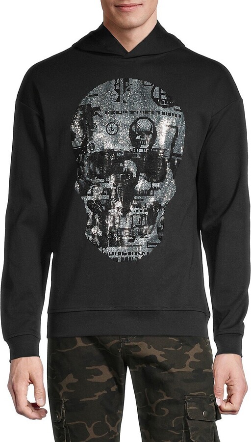 Heads or Tails Skull Embellished Long Sleeve Hoodie - ShopStyle