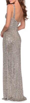 La Femme One-Shoulder Sequin Gown