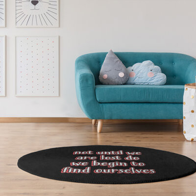 East Urban Home Find Yourself Quote Chalkboard Style Poly Chenille Rug