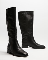Thumbnail for your product : AERE Women's Black Knee-High Boots - Flat Leather Knee-High Riding Boots