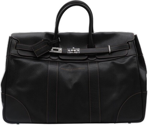 Brunello Cucinelli Weekender Country Logo Detailed Luggage Bag