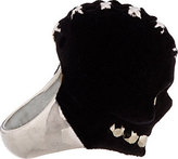 Thumbnail for your product : Alexander McQueen Black Silver & Velvet Luchador Skull Ring