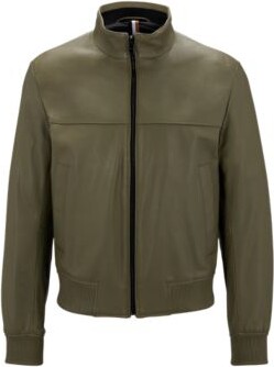 HUGO BOSS Bomber jacket in leather - ShopStyle