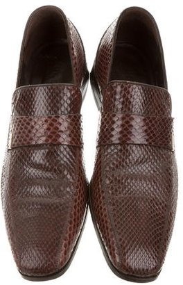 Gucci Snakeskin Square-Toe Loafers