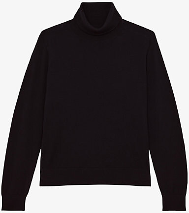 Reiss Womens Black Wendy Roll-Neck Wool Jumper M