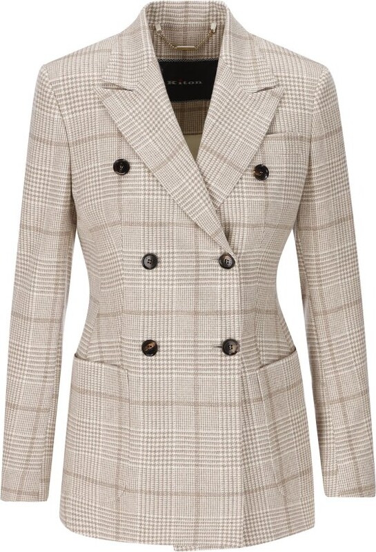 Kiton Double-Breasted Checked Blazer