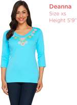 Thumbnail for your product : Factory Quacker 3/4 Sleeve Crochet Trimmed Knit T-Shirt