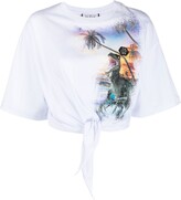 Thumbnail for your product : Philipp Plein Hawaii-print tied-waist T-shirt