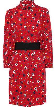 Marc Jacobs Belted Floral-print Silk-jacquard Mini Dress