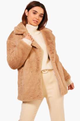 boohoo Petite Oversized Collar Luxe Faux Fur Coat