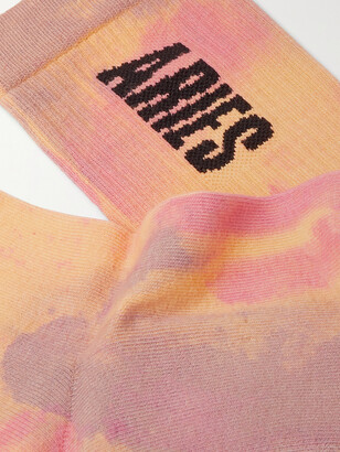 Aries Logo-Intarsia Tie-Dye Cotton-Blend Socks