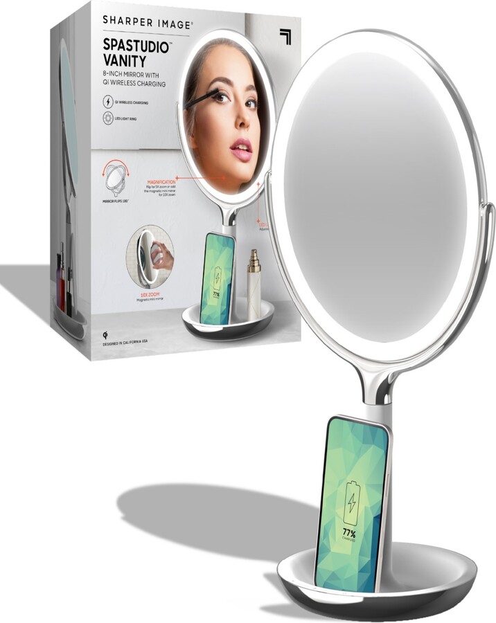 Sharper Image SpaStudio Vanity 8inch Mirror with BuiltIn Qi Wireless