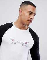 Thumbnail for your product : ASOS DESIGN Tall muscle fit long sleeve raglan with focus print