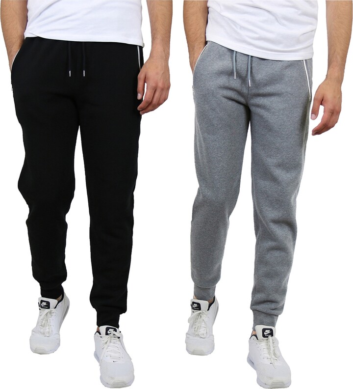 Blue Ice Men's 2-Pack Fleece-Lined Jogger Sweatpants - Black, Heather gray