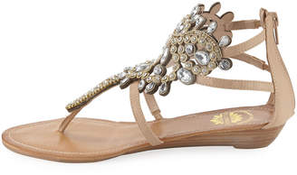 Premium Collection By Yellow Box P-Araminta Embellished Wedge Sandals, Neutral