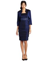 Thumbnail for your product : R & M Richards R&M Richards royal blue shimmer crepe beaded embellished evening dress with bolero