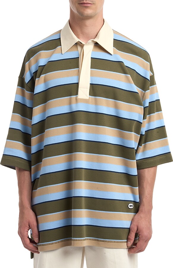 Ami Oversize Fit Stripe Polo Shirt