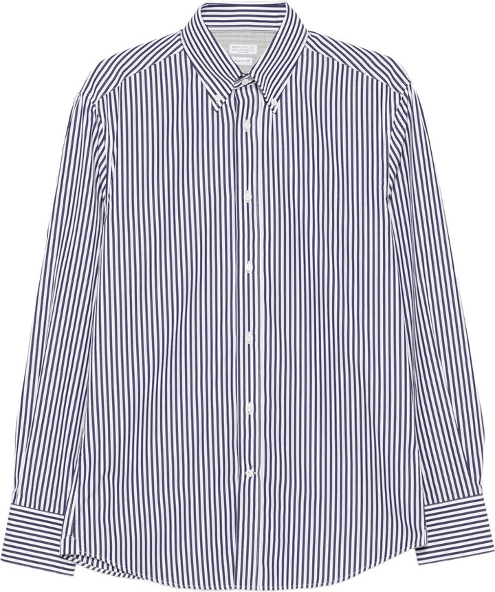 Brunello Cucinelli Striped Long-Sleeve Shirt