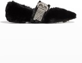 Thumbnail for your product : Jimmy Choo Krista Faux Fur Crystal-Buckle Ballerina Flats