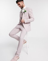 Thumbnail for your product : ASOS DESIGN wedding skinny suit pants in crosshatch in rose pink