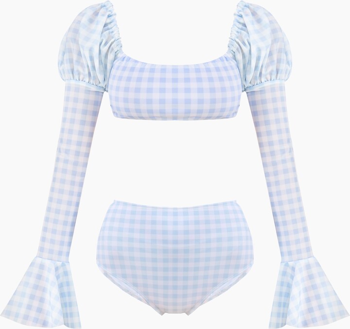 Sleeper Opera Bikini Top in Blue Vichy