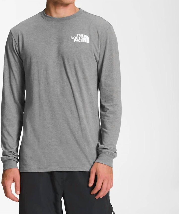 The North Face Long-Sleeve Box Nse Tee In Medium Grey Heather