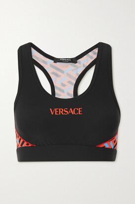 Versace Printed Stretch Sports Bra - Black - ShopStyle