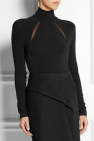 Thumbnail for your product : Donna Karan Mesh-paneled stretch-jersey bodysuit