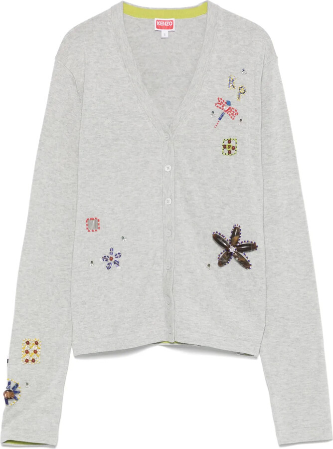 Kenzo Embroidered Cotton Cardigan