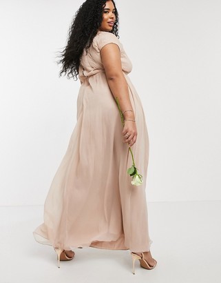 ASOS Curve Curve Bridesmaid ruched bodice maxi dress with cap sleeve detail