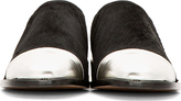 Thumbnail for your product : Marni Silver Leather & Black Calf-Hair Lux Flats