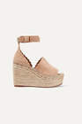 chloe scalloped suede espadrille wedge sandals beige
