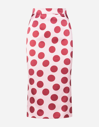 Dolce & Gabbana Polka-Dot Print Satin Longuette Skirt