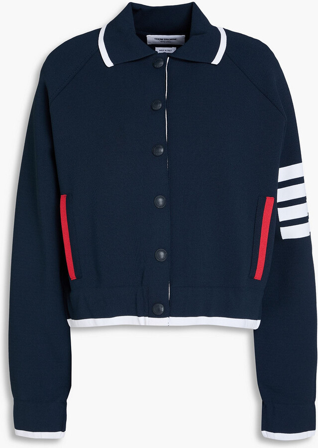 Striped knitted bomber jacket