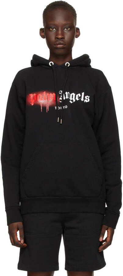 Palm Angels Black & Red Sprayed Logo 'Tokyo' Hoodie - ShopStyle
