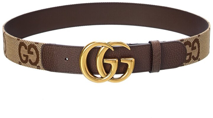 Gucci Jumbo Gg Marmont Gg Canvas & Leather Belt - ShopStyle