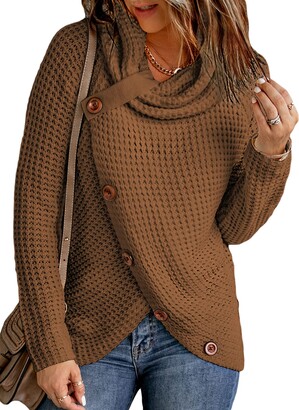 women pullover sweater dress/Asymmetrical knit sweater/cowl neck