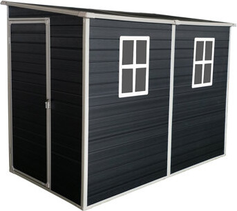 Fu Owner Outdoor Storage Shed with Floor Resin shed with Two-Window, Waterproof ,Lockable Doors for Patio,Yard,Lawn