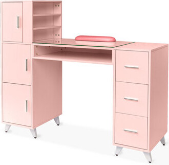 Hokku Designs Nail Manicure Table With Glass Top And Wrist Rest