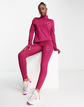 Pink Soda Sports 1/4 zip polyester long sleeve top in cherry - PURPLE -  ShopStyle