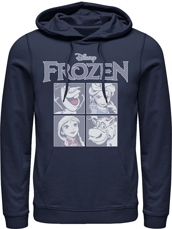 Disney's Frozen Blue Hue Character Portrait Grid Panels Men's Hoodie