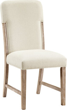 Gracie Oaks Modern Comfortable Dining Side Chairs Set Of 2Pc Plush Beige Chenille Upholstered Seat And Back Wooden Furniture