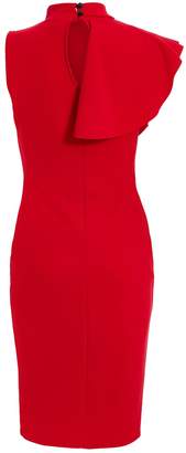 Quiz Red Crepe High Neck Ruffle Midi Dress