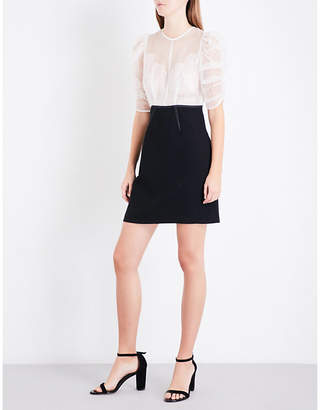 Sandro Contrasting lace and silk dress
