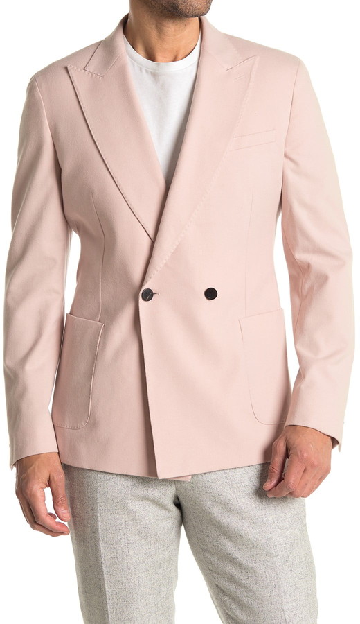 Reiss Gavi Soft Pink Moleskin Double Breasted Peak Lapel Suit Separates Blazer ShopStyle