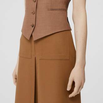 Burberry Box Pleat Detail Cotton A-line Skirt